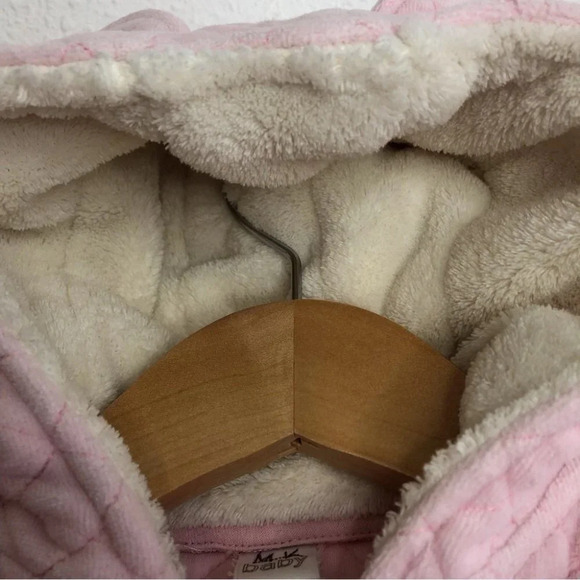 Nordstrom Baby bunting pink quilted velour fleece lined hood size 6 months - Picture 4 of 11